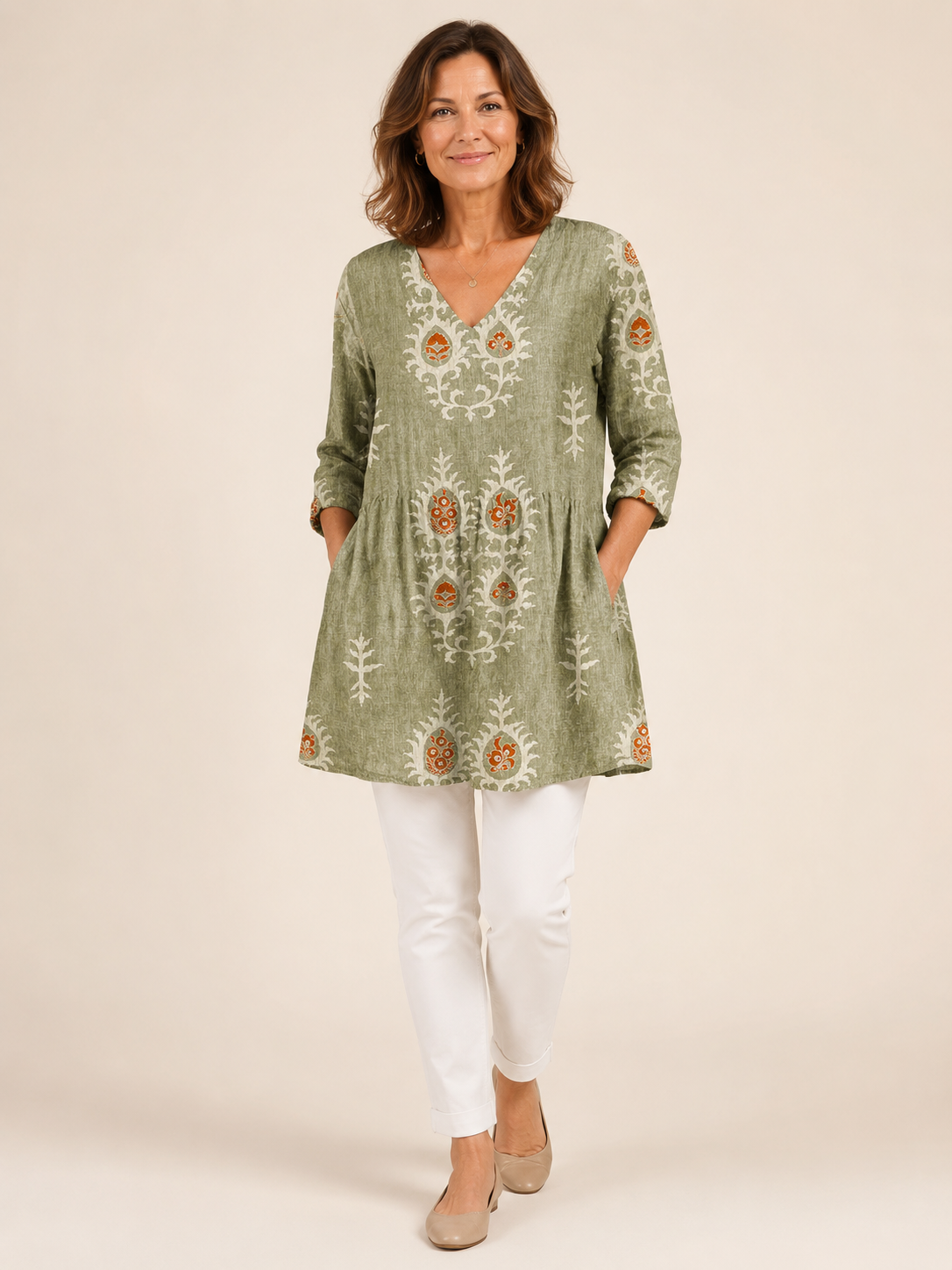 Elise | Long Blouse with V-Neck