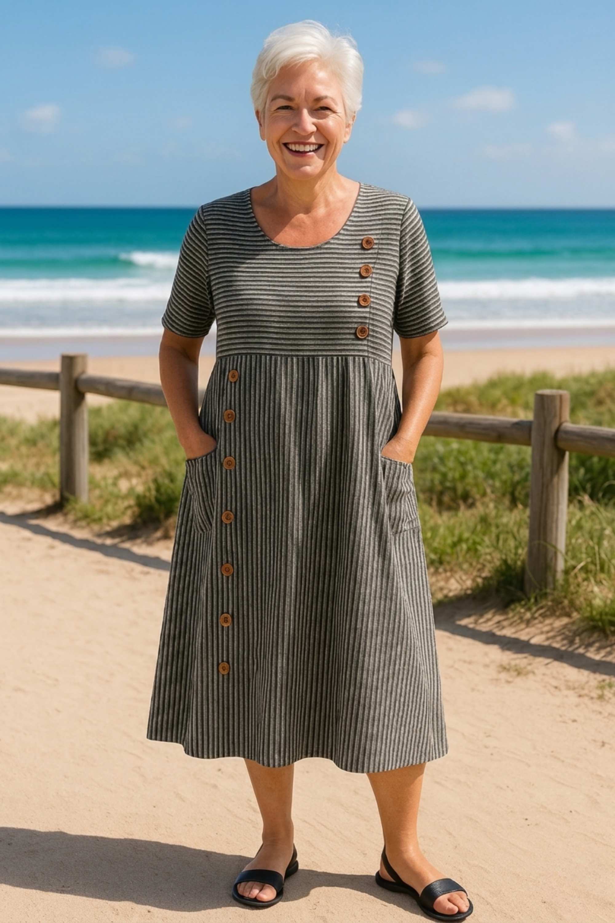 Brienne Striped Midi Dress