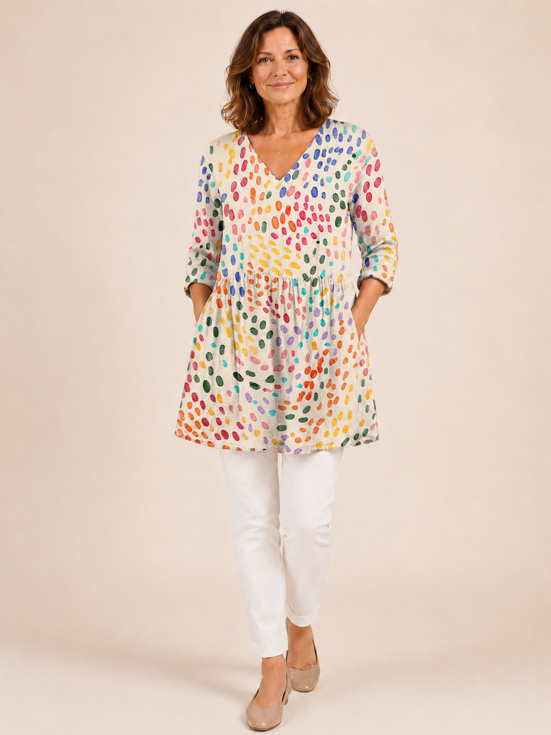 Pauline | Long Blouse with V-Neck
