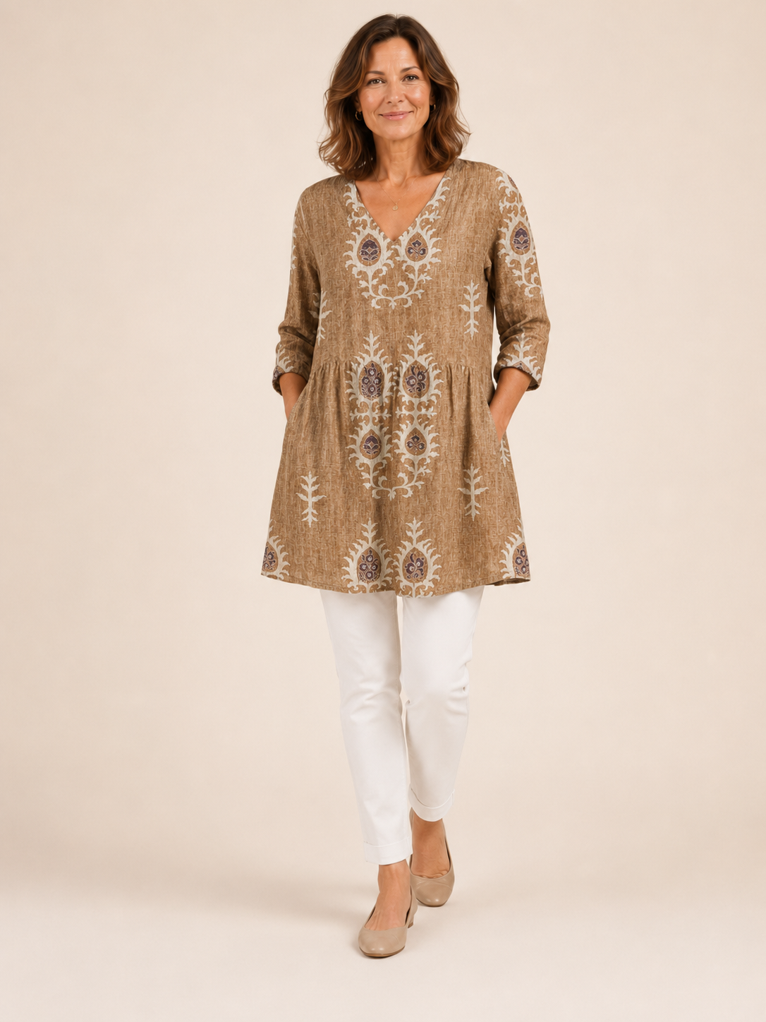 Elise | Long Blouse with V-Neck