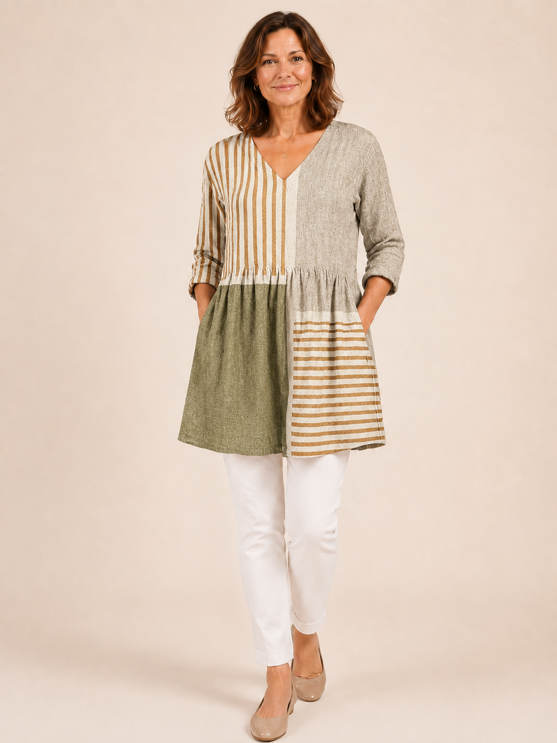 Camille | Long Blouse with V-Neck