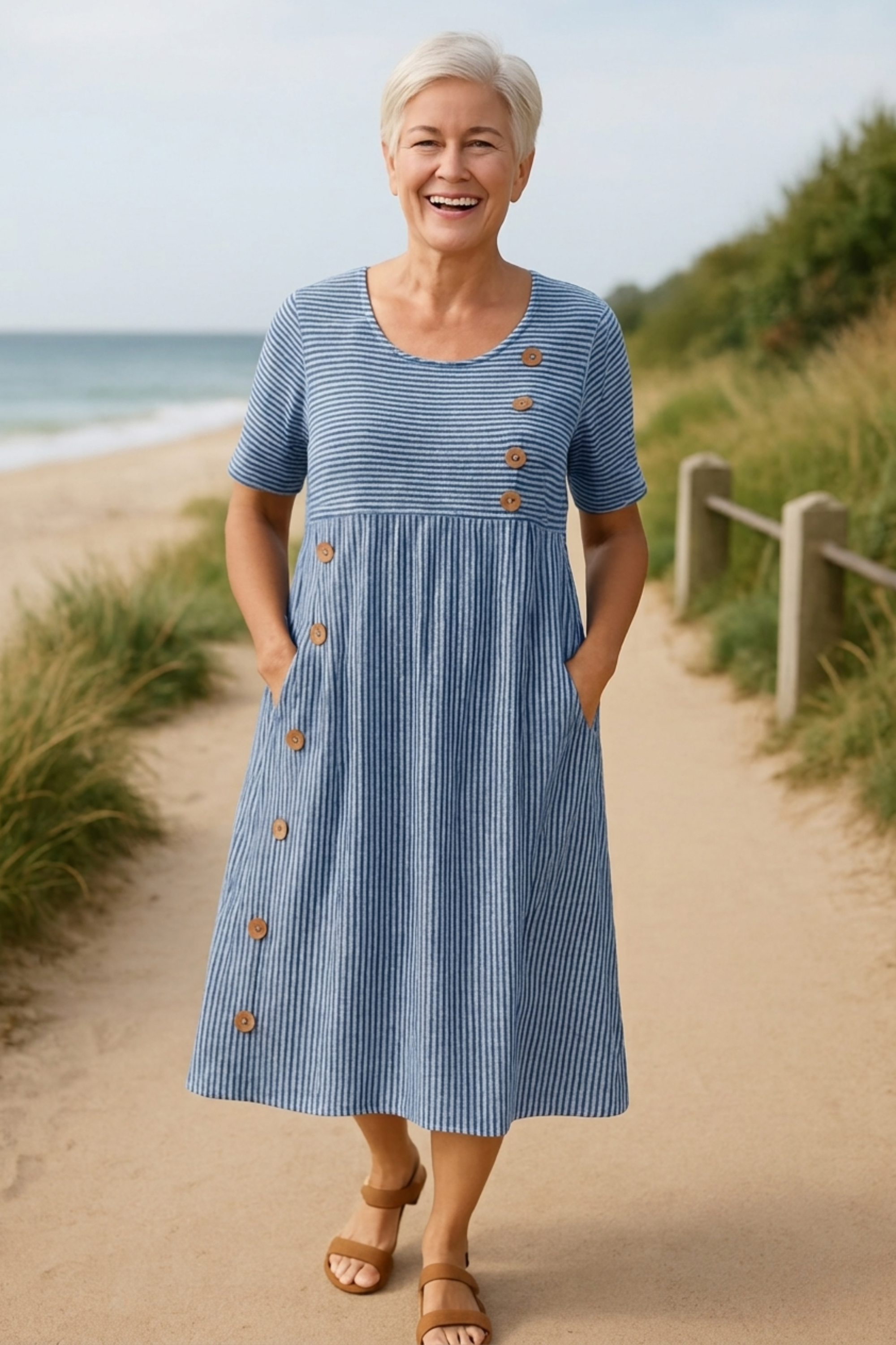 Brienne Striped Midi Dress