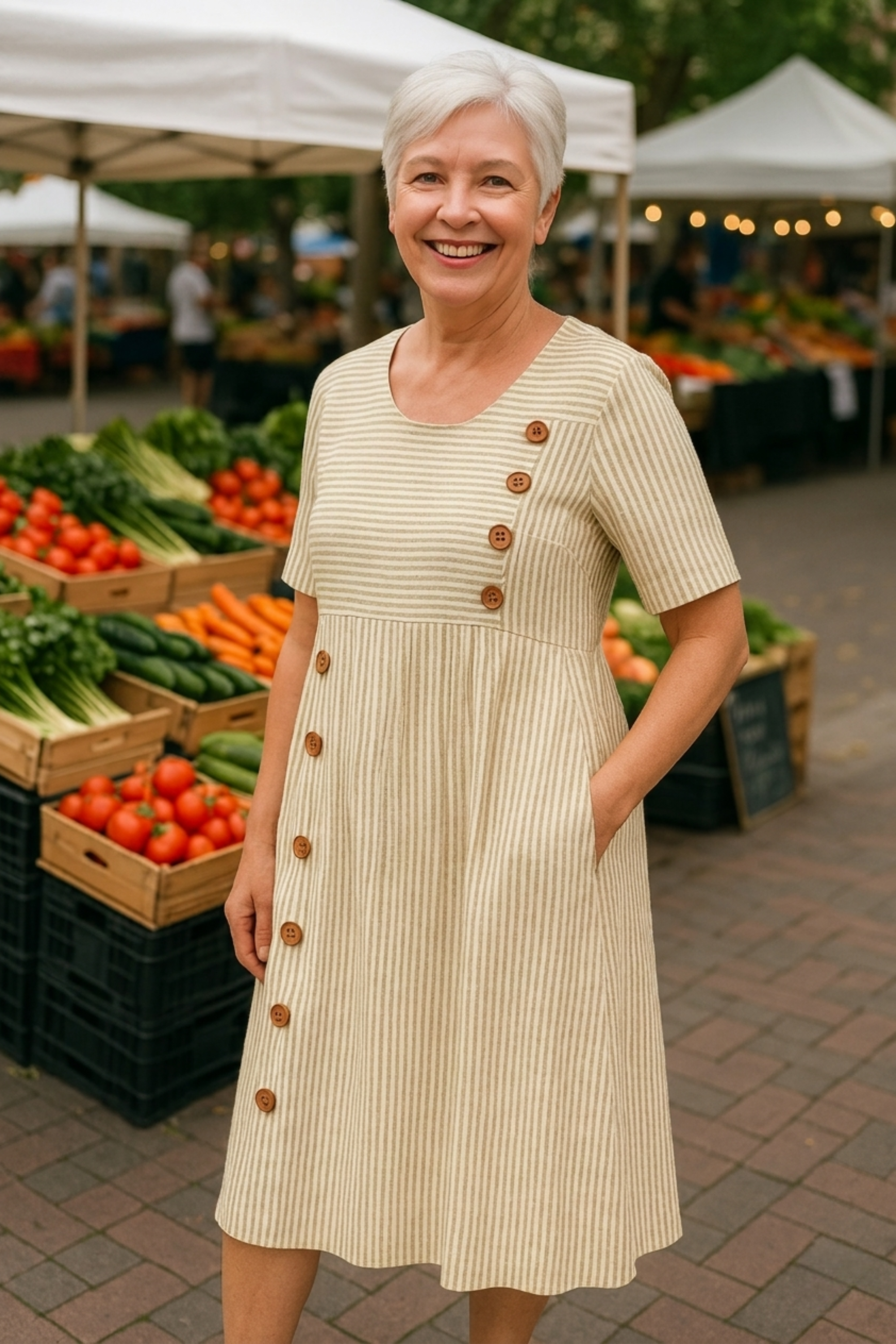Brienne Striped Midi Dress