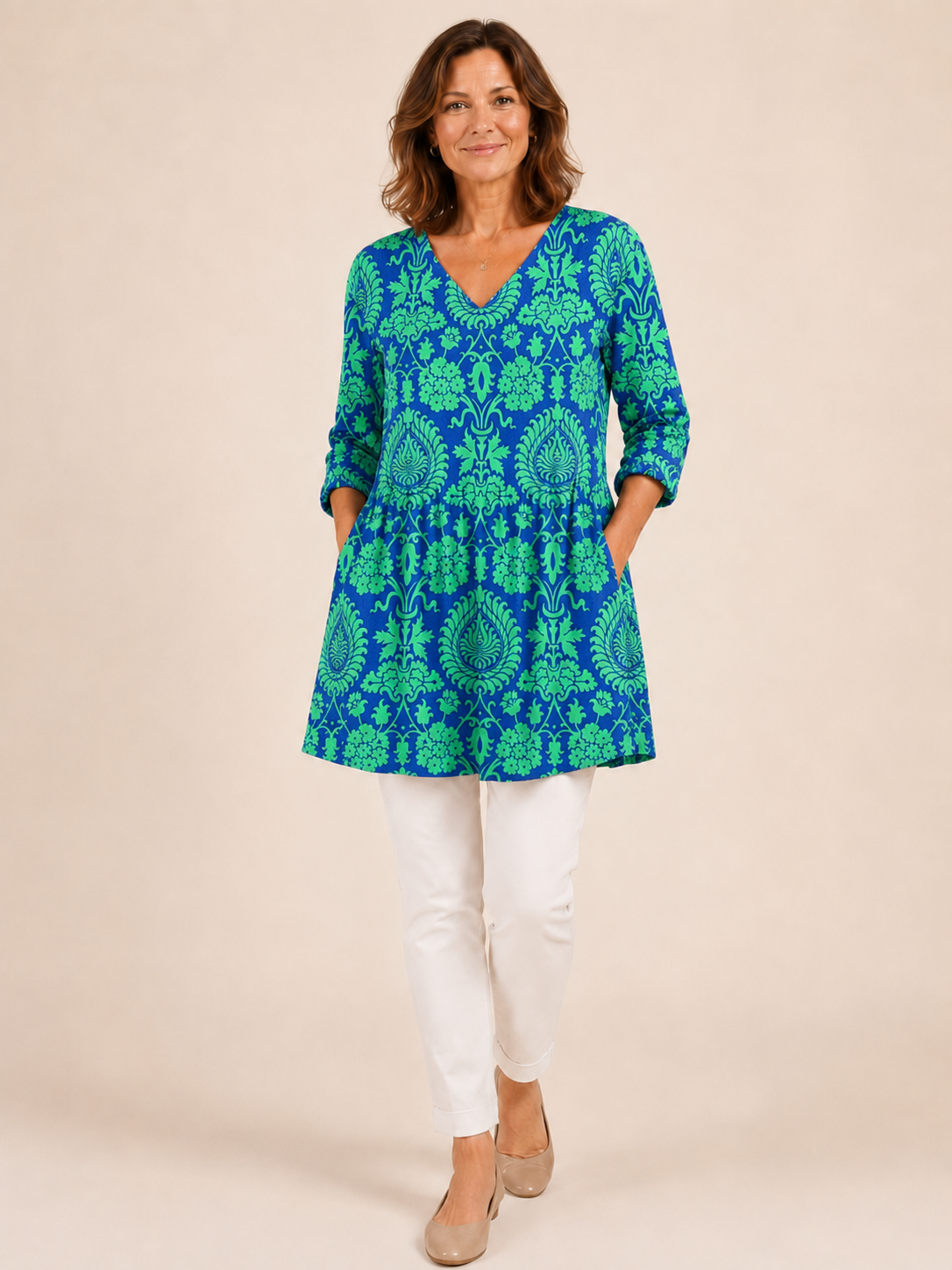 Ines | Long Blouse with V-Neck